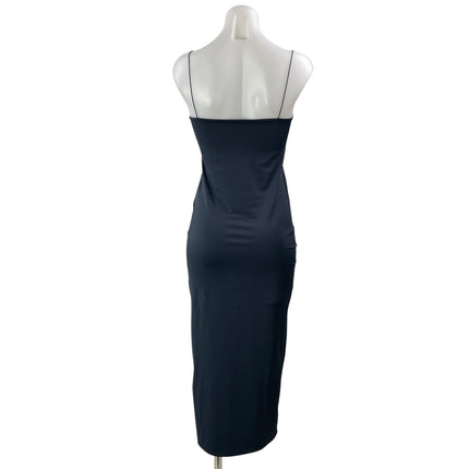 Zara Women's Black Sleeveless Scoop Neck Fitted Cami Maxi Slip Dress Size M