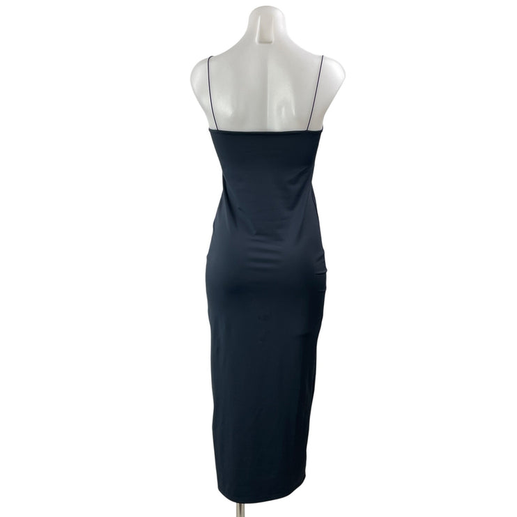 Zara Women's Black Sleeveless Scoop Neck Fitted Cami Maxi Slip Dress Size M