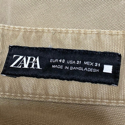 Zara Women's Brown Tan High Waisted Wide Leg Baggy Trousers Cargo Pants Size 31