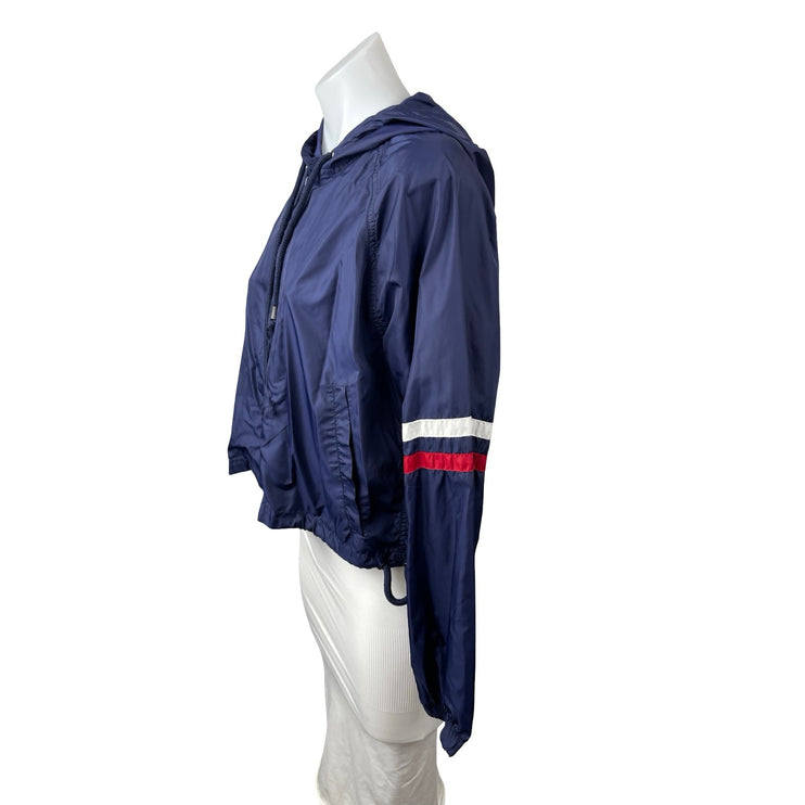 Heart & Hips Women's Navy Blue Hooded Long Sleeve Full Zip Windbreaker Jacket M