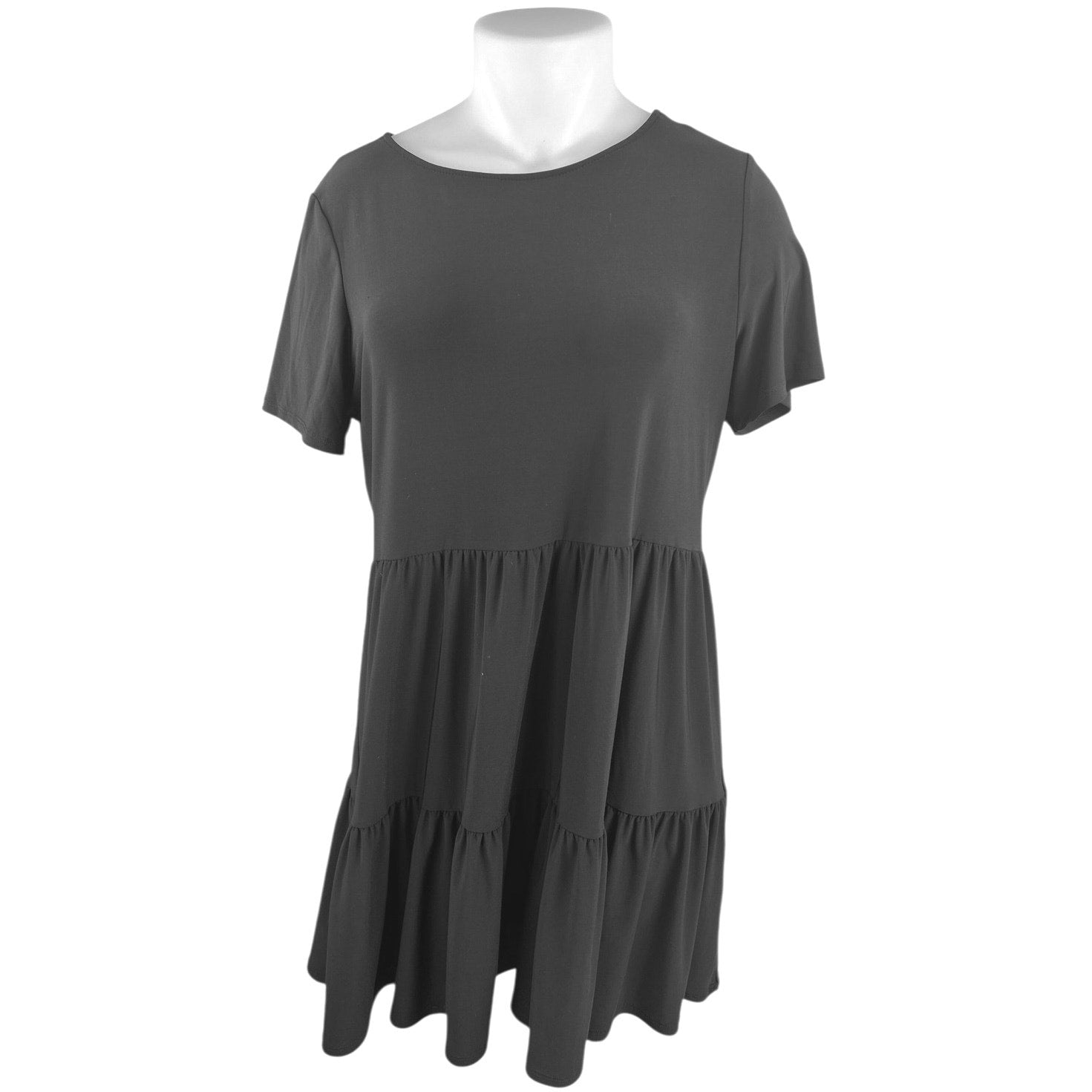 Nicole Miller Women's Black Short Sleeve T Shirt Tiered Mini Dress Size XL Nicole Miller Women's Black Short Sleeve T Shirt Tiered Mini Dress Size XL