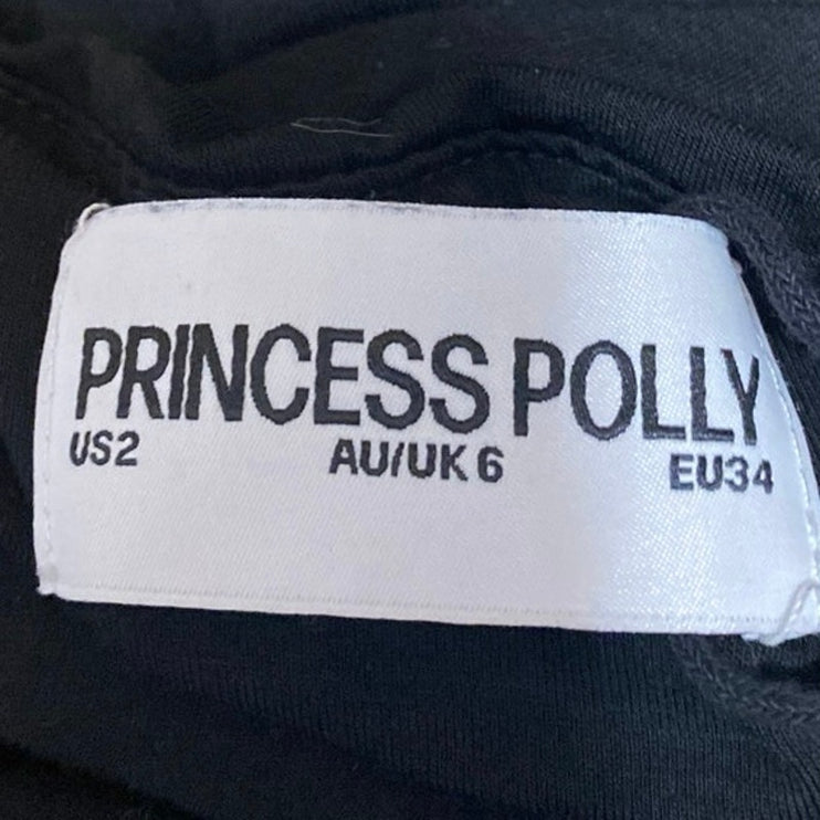 Princess Polly Black Sleeveless Knit Cami Mini A-Line Fit & Flare Dress Size 2