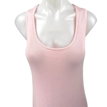 Legoe Pink Ribbed Knit Sleeveless Scoop Neck Maternity Bodycon Maxi Dress Size L
