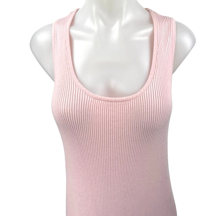 Legoe Pink Ribbed Knit Sleeveless Scoop Neck Maternity Bodycon Maxi Dress Size L