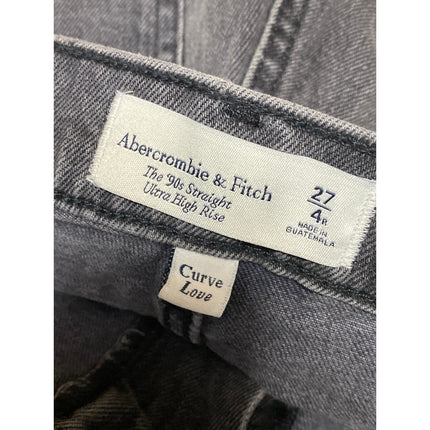 Abercrombie & Fitch The 90s Straight Ultra High Rise Black Denim Jeans Size 27