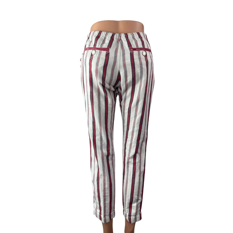 Zadig & Voltaire Womens White Red Striped Straight Leg Trousers Pants Size 6
