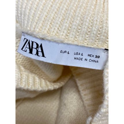 Zara Cream Wool Collared Long Sleeve Button Playsuit Sweater Jumpsuit Romper L