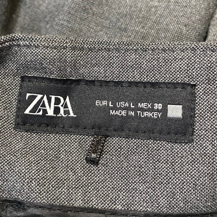 Zara Women's Gray High Waisted Pleated Tapered Trousers Dress Pants Size L