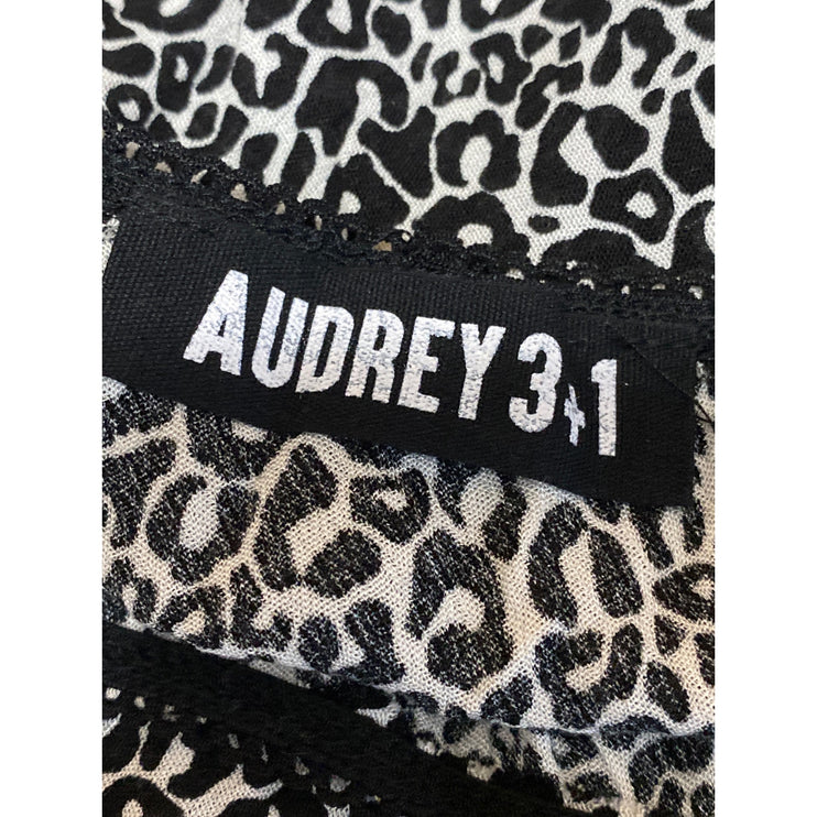 Audrey 3+1 Women's Black White Leopard Print High Rise Mini Bodycon Skirt Size S