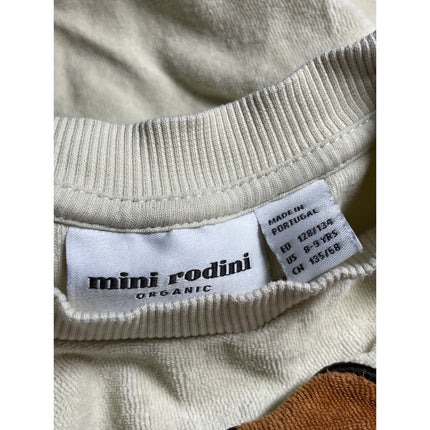 Mini Rodini Kids Cream Teddy Bear Patch Crew Neck Long Sleeve Sweater Top 8-9YO