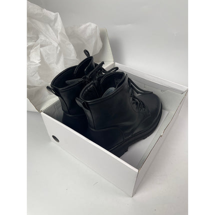 Dream Pairs Black Leather Lace up Round Toe Platform Ankle Combat Boots Size 11