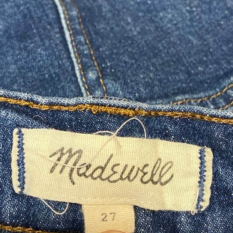 Madewell Women's Blue Button Up Medium Wash Pencil Denim Jean Skirt Size 27