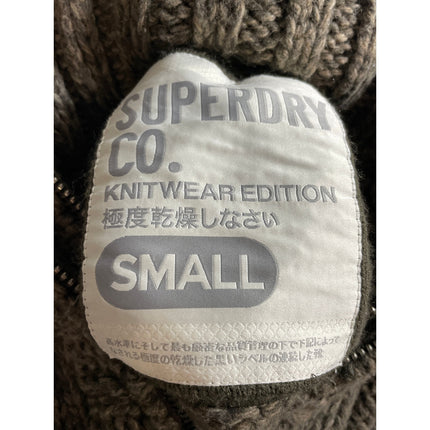 Superdry Co Women's Green Ribbed Knit Stand Collar 1/4 Zip Sweater Top Size S