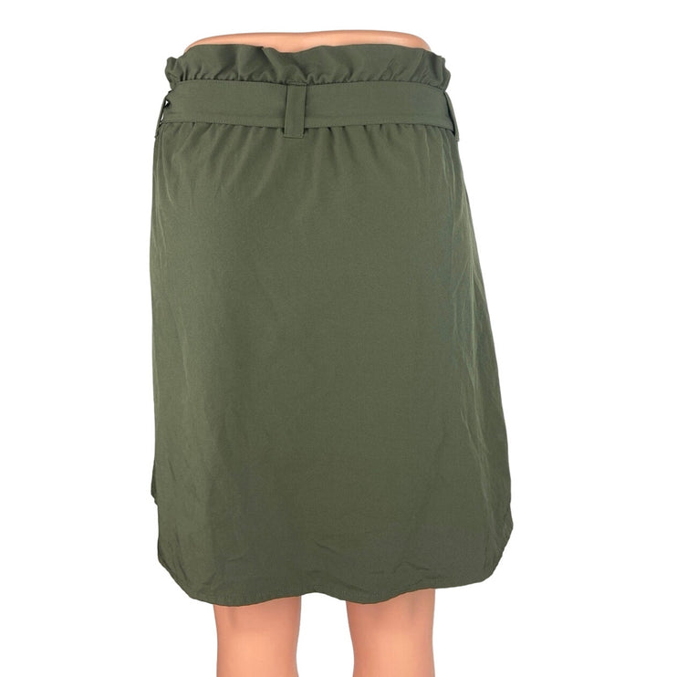 Mondetta Green Belted High Waisted Pockets Paperbag Pencil Mini Skirt Size M