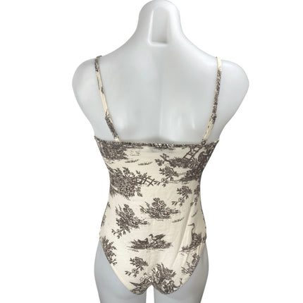 Cider Cream Brown Sleeveless Cami Camisole Tank Corset Bustier Bodysuit Top S/M