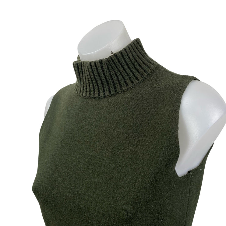 Zara Women's Green Knit Turtle Neck Sleeveless Slim Fit Tank Vest Sweater Top M