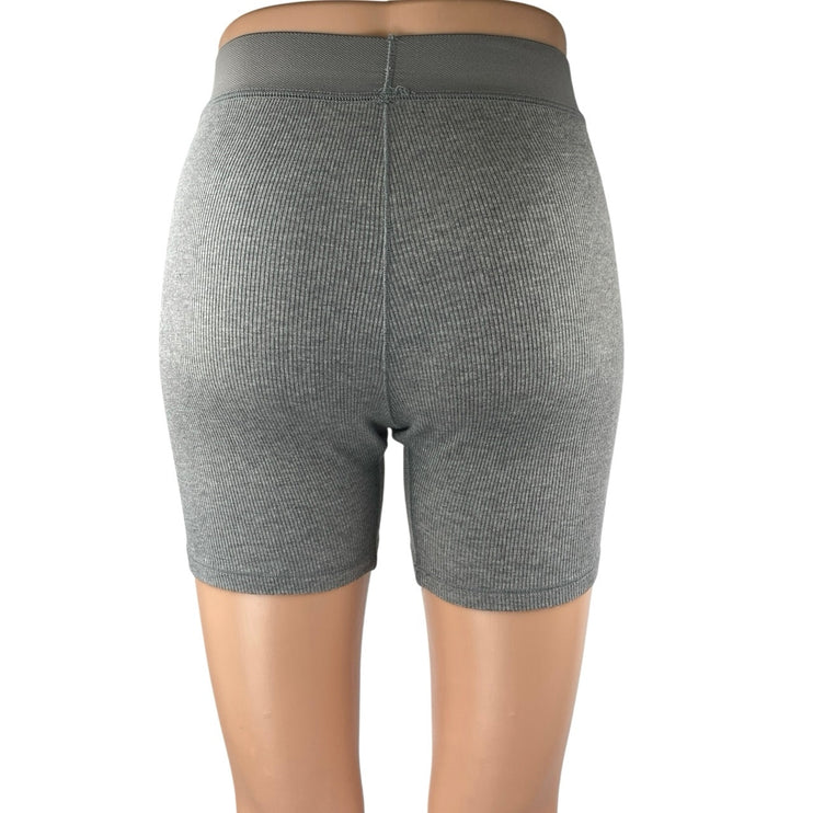 Skims Women's Gray Rib Knit High Waisted Lounge Nightwear Boxer Shorts Size S