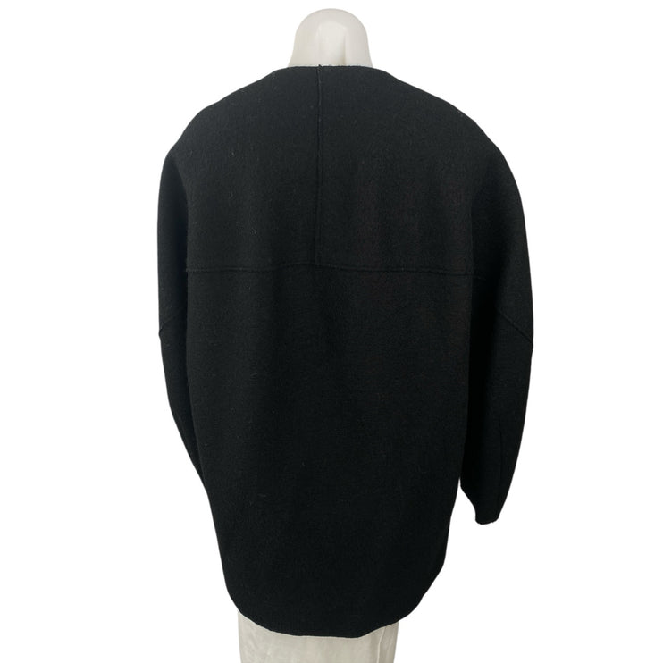 Cos 100% Wool Women's Black Long Sleeve Cardigan Sweater Blazer Coat Jacket Sz 6