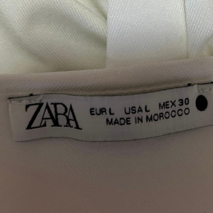 Zara Women's White One Shoulder Long Sleeve Ruched Bodysuit Blouse Top Size L