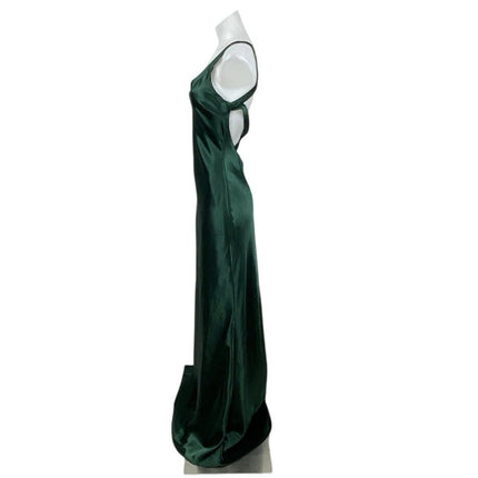 Lulus Melora Emerald Green Silk Satin Sleeveless Mermaid Prom Maxi Dress Size S