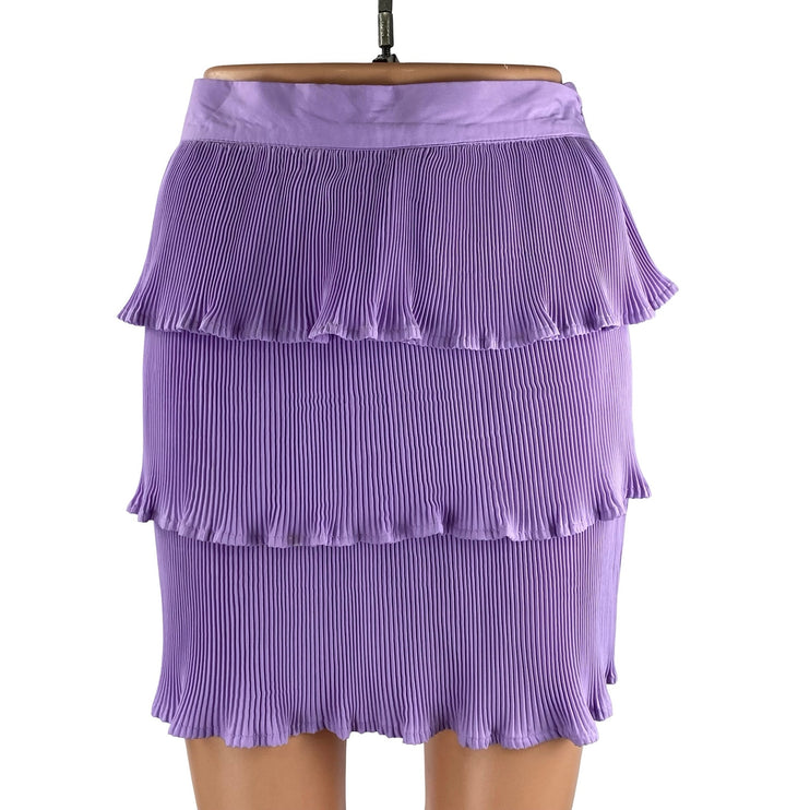 PRETTYLITTLETHING Lilac Plisse Tiered Pleated Ruffle Mini Flared A-Line Skirt 2