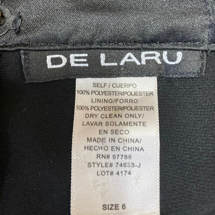 De Laru Women's Black High Waisted Baggy Palazzo Wide Leg Trousers Dress Pants 6