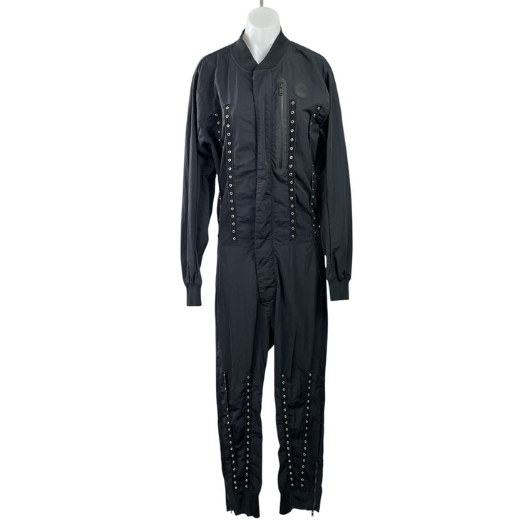 Nike Air Womens Black Long Sleeve Stud Ring Zip Utility Coverall Jumpsuit Size M
