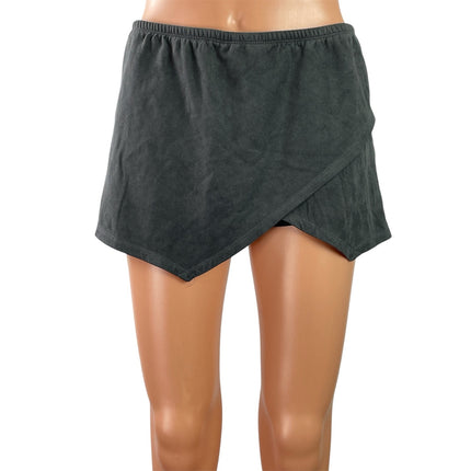 Olivaceous Women's Dark Gray Pull On High Rise Faux Suede Skirt Skort Shorts M