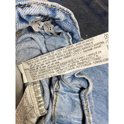 Zara Women's Blue High Waist Wide Tapered Barrel Paperbag Denim Jeans Pants 34