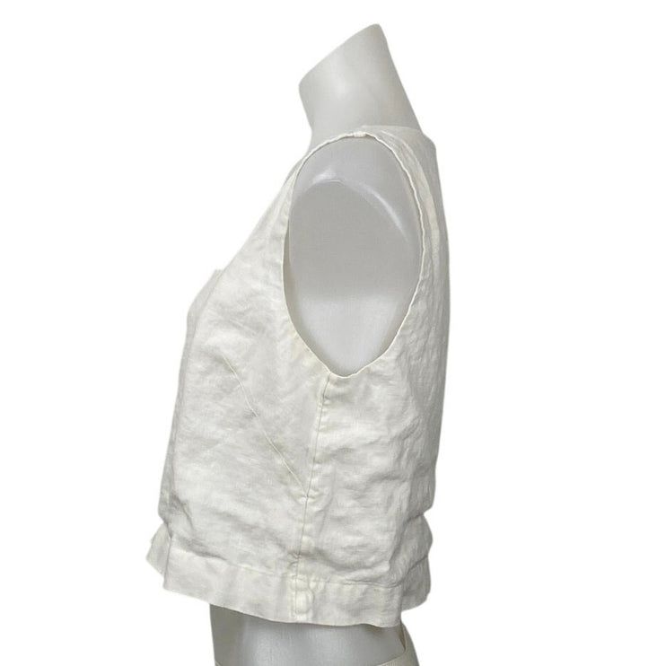 Abercrombie & Fitch White 100% Linen Sleeveless Square Neck Tank Top Size S