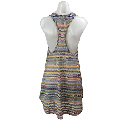 Elif Women's Multicolor Striped Rainbow Boho Racerback A Line Tank Mini Dress M