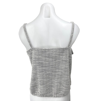 Ann Taylor LOFT Gray Sleeveless Knit Cami Camisole Bubble Hem Crop Tank Top Sz L