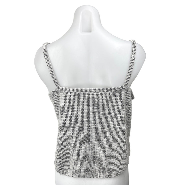 Ann Taylor LOFT Gray Sleeveless Knit Cami Camisole Bubble Hem Crop Tank Top Sz L