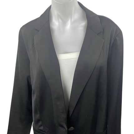 Vera Wang Women's Black One Button Notch Collar Long Sleeve Blazer Coat Jacket L