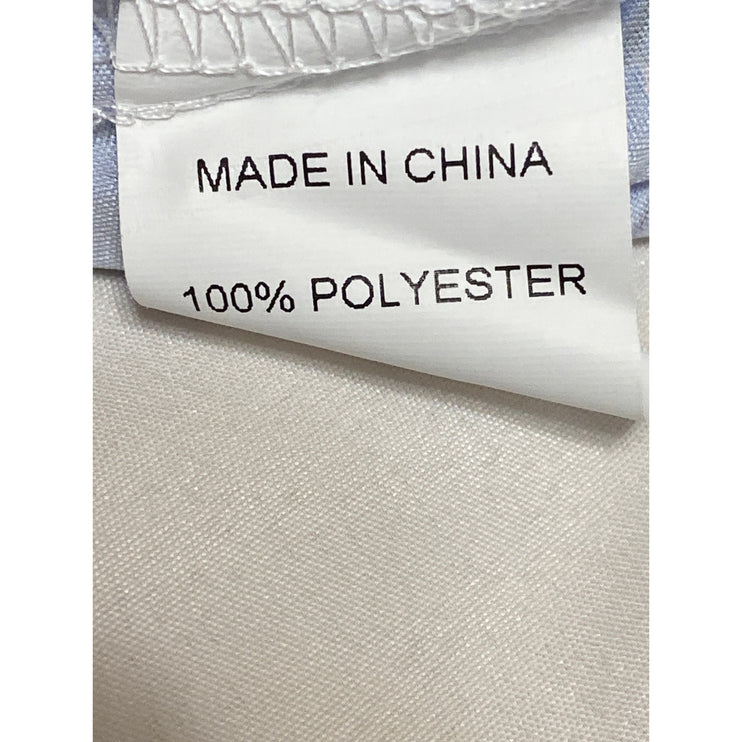 Women's White Blue Floral Long Sleeve Button Up Belted A Line Maxi Dress Size L