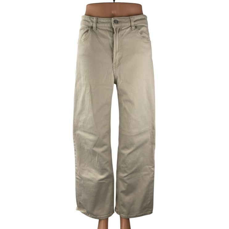 H&M Divided Women's Khaki Beige High Rise Wide Leg Barrel Trousers Pants Size 8