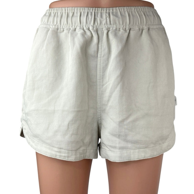 Saturdays NYC Women's White Linen High Waist Elastic Waist Pull On Shorts Sz S