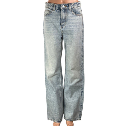 Zara Womens Light Blue High Rise Casual Relaxed Fit Wide Leg Denim Jeans Pants 4
