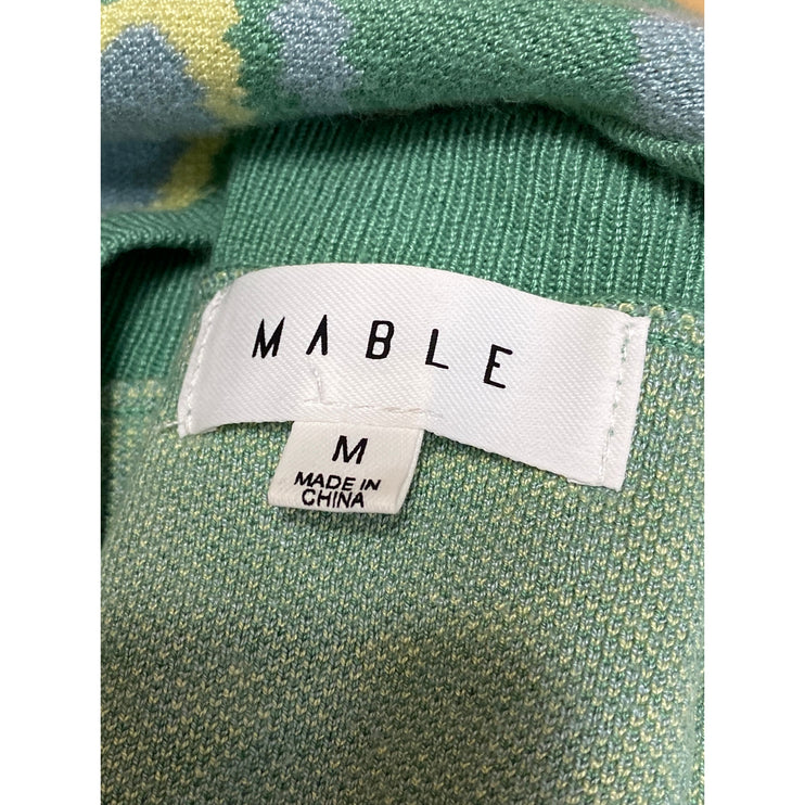 Mable Green Floral Knit Sleeveless Crew neck Cut Out Mini Bodycon Tank Dress M