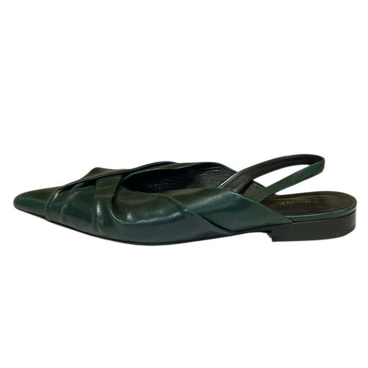 Frame Camille Women's Green Leather Pointed Toe Slingback Flats Sandal Size 8.5