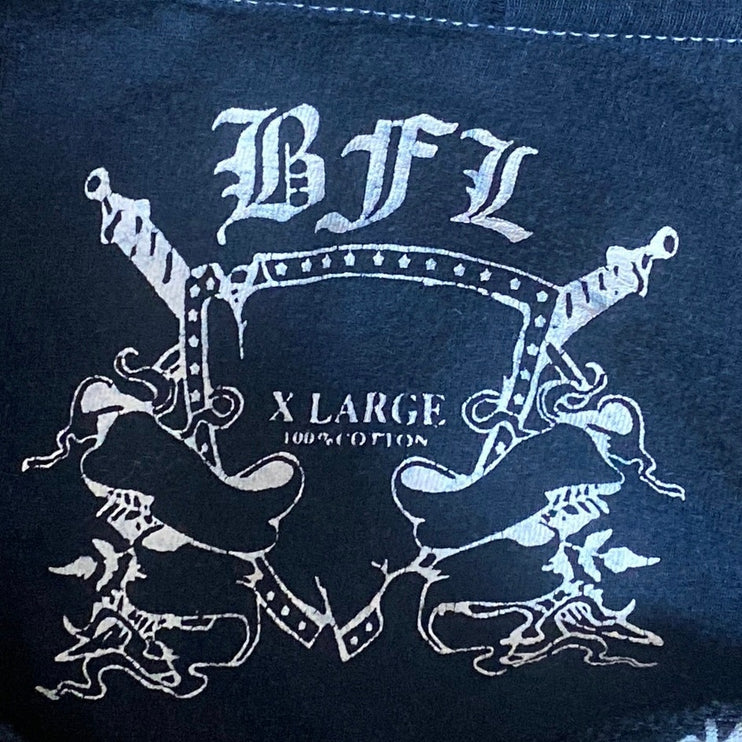 BFL Women's Black Long Sleeve Crew Neck Grunge Graphic T Shirt Tee Top Size XL