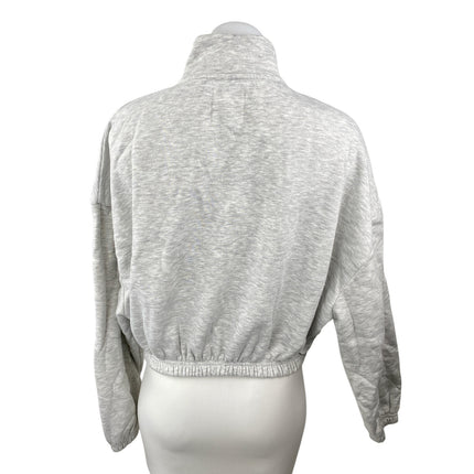 Lazy Sunday Women's Gray Fleece Half Zip Long Sleeve Crop Sweatshirt Top Size M