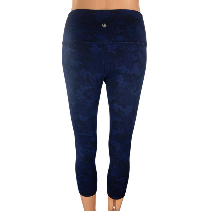 Lululemon Women's Blue Camo Cropped Yoga Running Athletic Leggings Pants Size 0