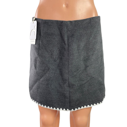 NEW Commense Black Lace Stitch Hem High Waist Zip Pencil Straight Mini Skirt L