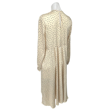 Zara Yellow Black Polka Dots Crew Neck Long Sleeve A Line Maxi Dress Size M