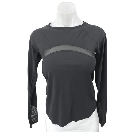 Lululemon Women's Black Mesh Long Sleeve Workout Athletic T Shirt Top Size 4