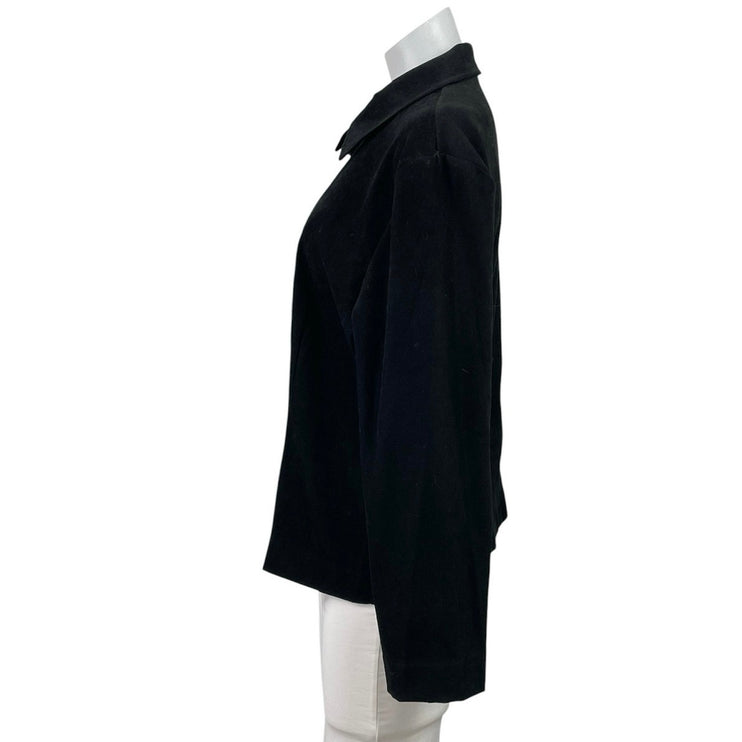 Briggs Women's Black Faux Suede Full Zip Long Sleeve Collared Coat Jacket Size 8