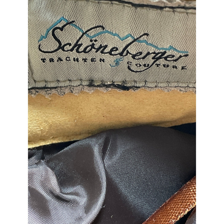 Schöneberger Trachten Couture Bergkristall Gray Leather Embroidered Shorts Sz 31