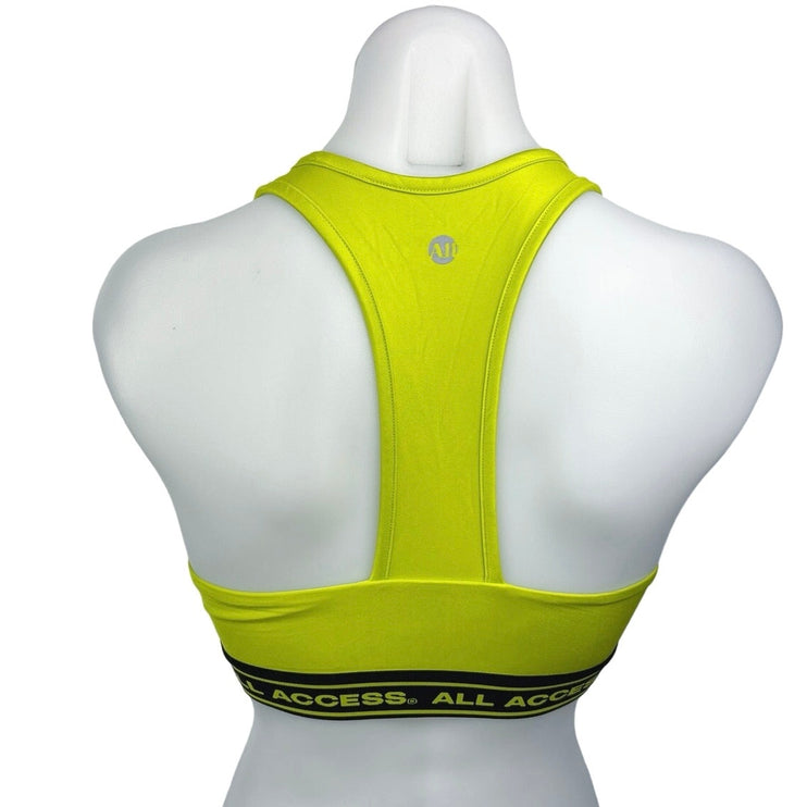 Bandier x All Access Front Row Logo Lime Green Racerback Sports Bra Tank Top XS