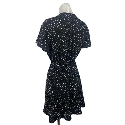 Princess Polly Bobbie Black Polka Dot V-Neck Elastic Waist Ruffle Mini Dress 8